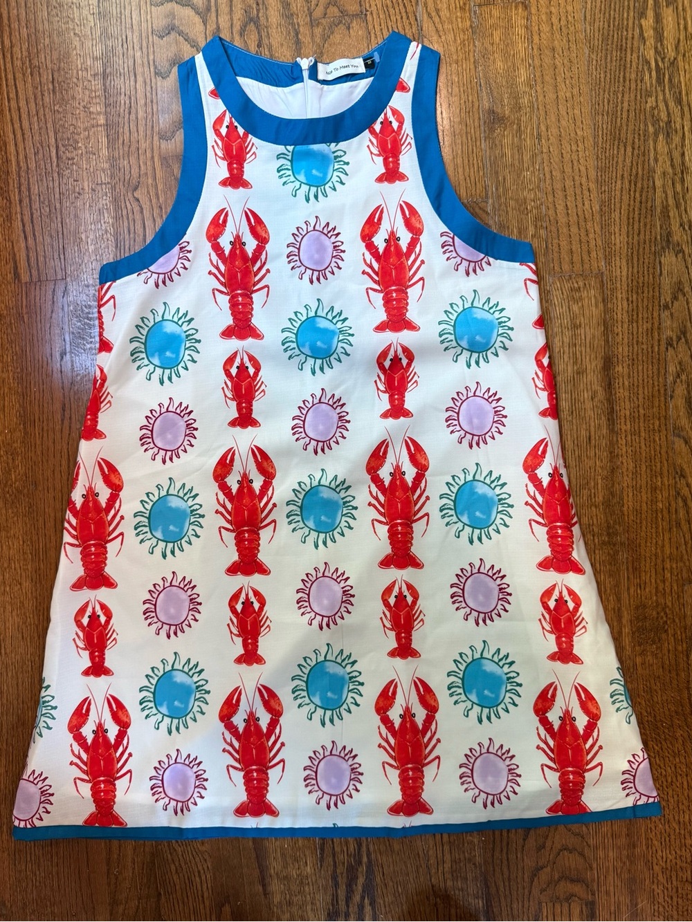 Nice To Meet You Lobster Print Shift Dress Small Coastal Beach Nautical